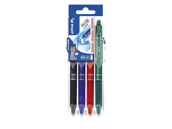 Een Rollerpen PILOT friXion clicker medium basis assortt Set2Go à 4 stuks koop je bij Hoekmankantoorartikelen.nl