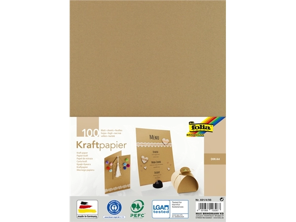 Een Kraftpapier Folia A4 120gr 100 vel koop je bij VHK Kantoorartikelen