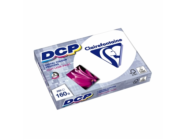 Een Laserpapier Clairefontaine DCP A4 160gr wit 250 vel koop je bij Hoekmankantoorartikelen.nl