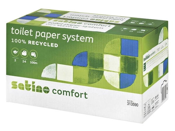 Een Toiletpapier Satino Comfort JT3 systeemrol 2-laags 724vel wit 317960 koop je bij VHK Kantoorartikelen