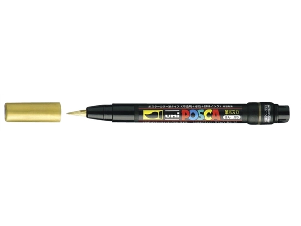 Een Brushverfstift Posca PCF350 1-10mm goud koop je bij VHK Kantoorartikelen