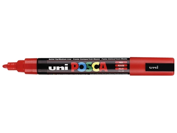 Een Verfstift Posca PC5M medium rood koop je bij Continu Kantoor