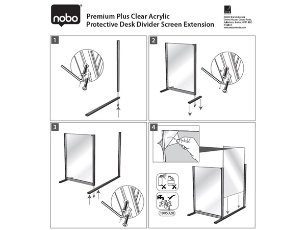 Een Bureauscherm uitbreidingspaneel Nobo modulair transparant acryl 1400x1000mm koop je bij Continu Kantoor