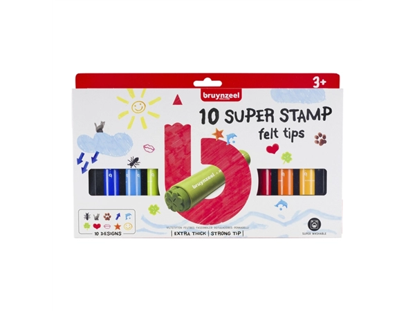 Een Stempelstift Bruynzeel Kids super set à 10 stuks assorti koop je bij VHK Kantoorartikelen