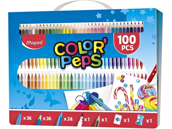 Een Tekenset Maped Color'Peps 100delig koop je bij VHK Kantoorartikelen