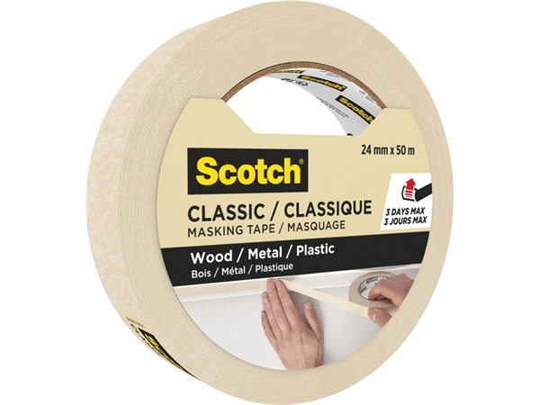 Een Afplaktape Scotch Classic 24mmx50m beige koop je bij VHK Kantoorartikelen