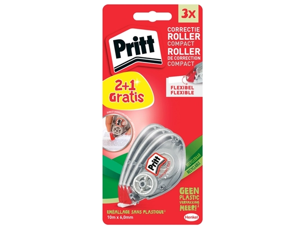 Een Correctieroller Pritt Compact Flex 6mm x 10m blister 2+1 gratis koop je bij Intertoys Koster