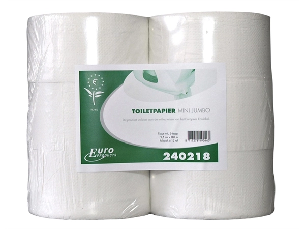 Een Toiletpapier Euro Products Q5 mini jumbo 2l recycled 180m wit 240218 koop je bij Hoekmankantoorartikelen.nl