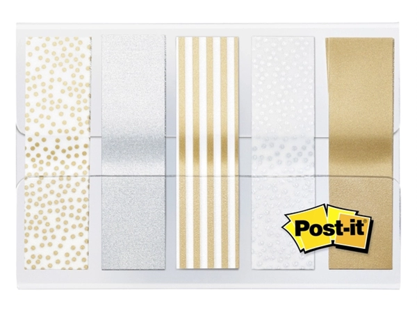 Een Indextabs Post-it 684 12mmx43mm metallic motief goud zilver 100 tabs koop je bij Hoekmankantoorartikelen.nl