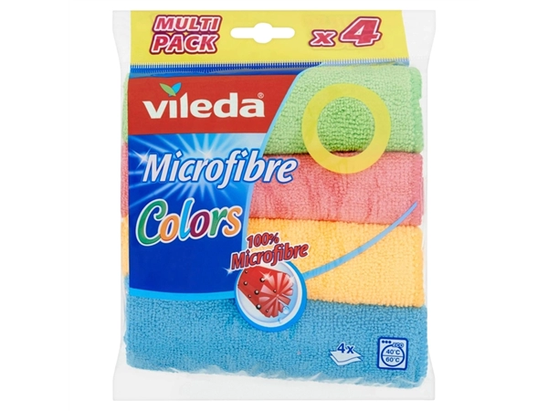 Een Microvezeldoeken Vileda 4-pack koop je bij VHK Kantoorartikelen