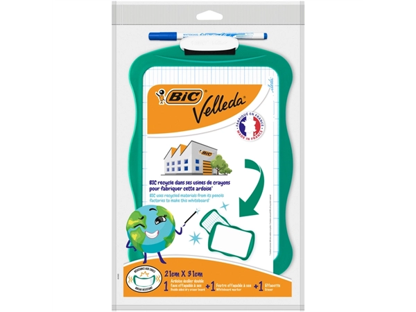 Een Whiteboard Bic Velleda 21x31cm inclusief stift en wisser recycle koop je bij Continu Kantoor