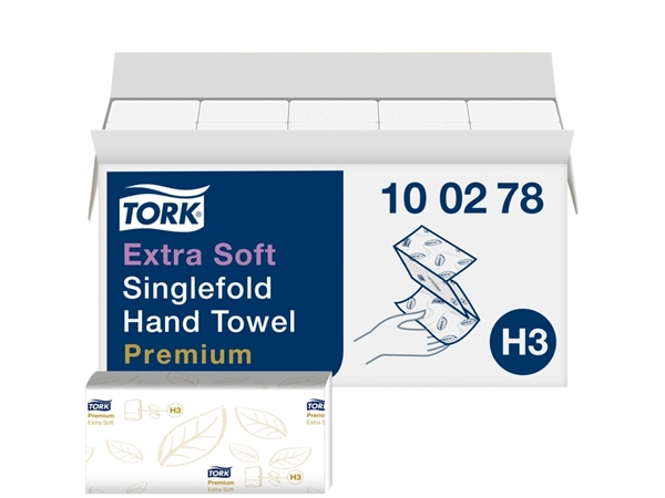 Een Handdoek Tork H3 Z-gevouwen premium 2-laags wit 100278 koop je bij VHK Kantoorartikelen