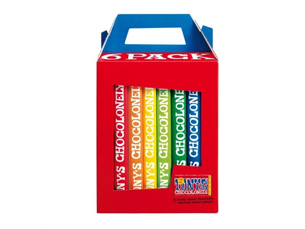 Een Chocolade Tony's Chocolonely Rainbowpack Classic 6 repen à 180gr koop je bij VHK Kantoorartikelen