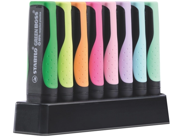 Markeerstift STABILO GREEN BOSS 6070/8 pastel assorti deskset à 8 stuks