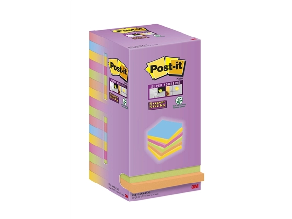 Een Memoblok Post-it Super Sticky 654 76x76mm color 16 stuks koop je bij Hoekmankantoorartikelen.nl