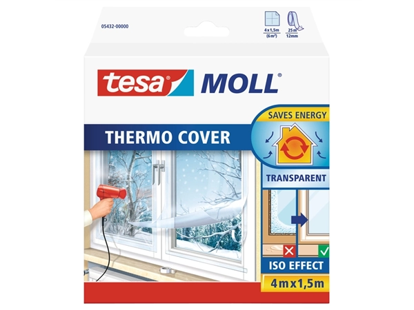 Een Isolatiefolie tesamoll® Thermo Cover tbv ramen 1,5x4m transparant koop je bij VHK Kantoorartikelen