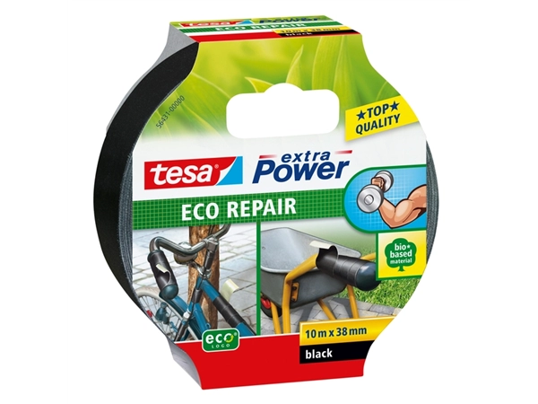 Een Reparatietape tesa® extra Power ECO 10mx38mm zwart koop je bij VHK Kantoorartikelen