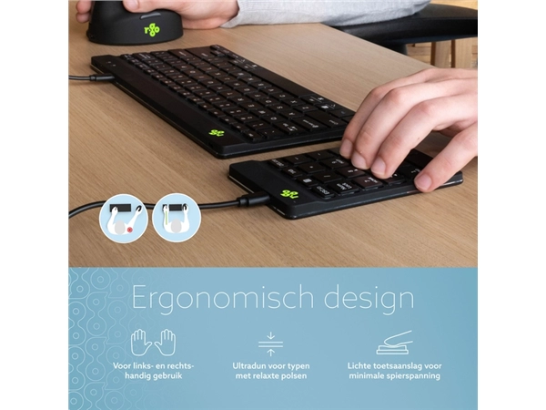 Een Toetsenbord R-Go Ergonomisch Numpad Break Draad koop je bij Continu Kantoor