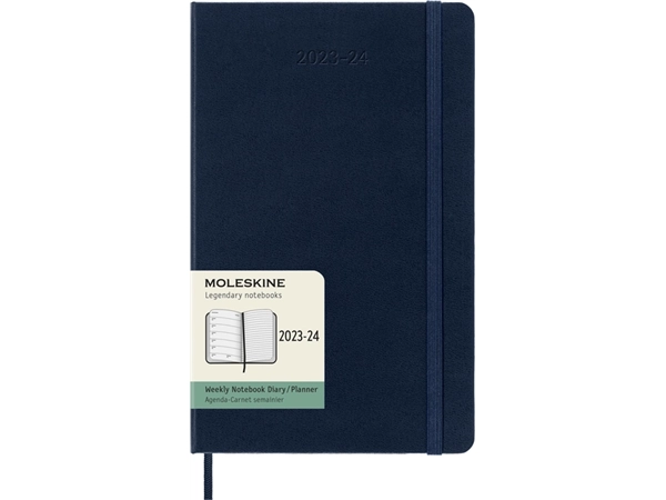 Een Agenda 2023/2024 Moleskine 18M Planner Weekly 7dag/1pagina large 130x210mm hard cover saffier blauw koop je bij VHK Kantoorartikelen