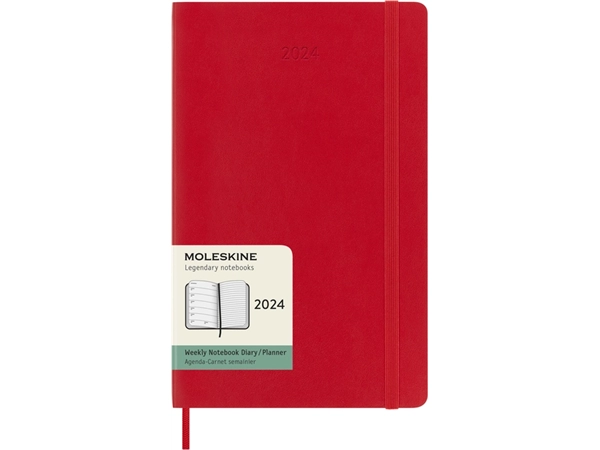 Een Agenda 2024 Moleskine 12M Planner Weekly 7dag/1pagina large 130x210mm soft cover scarlet red koop je bij VHK Kantoorartikelen