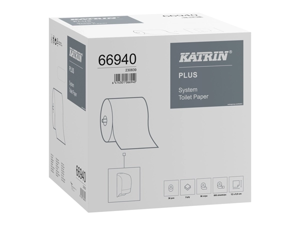 Een Toiletpapier Katrin Plus systeemrol 2-laags 96m wit 66940 koop je bij Continu Kantoor