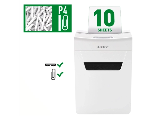 Een Papiervernietiger Leitz IQ Protect Premium 10X P4 snippers koop je bij Continu Kantoor