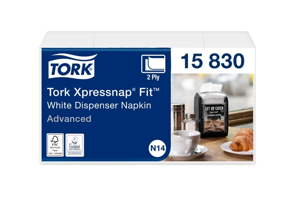 Een Servetten Tork Xpressnap Fit ® N14 2-laags 720 stuks wit 15830 koop je bij Hoekmankantoorartikelen.nl