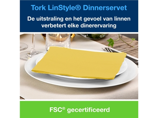 Een Dinerservet Tork Linstyle Premium 1/4 vouw 1-laags 390x390mm 50 vel mosterdgeel 478859 koop je bij Continu Kantoor