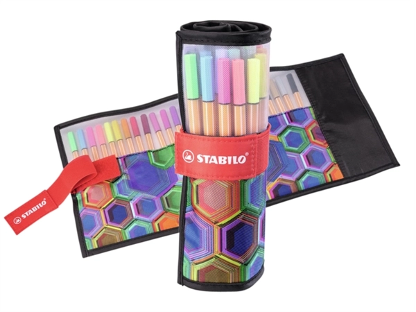 Een Fineliner STABILO point 88/25 Arty rollerset zwart fijn assorti etui à 25 stuks koop je bij VHK Kantoorartikelen