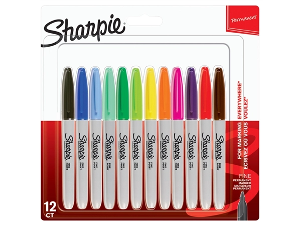 Een Viltstift Sharpie rond fijn assorti blister à 12 stuks koop je bij VHK Kantoorartikelen