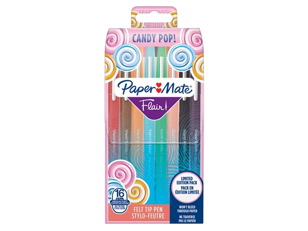 Een Fineliner Paper Mate Flair Candy Pop wallet à 16 kleuren koop je bij VHK Kantoorartikelen