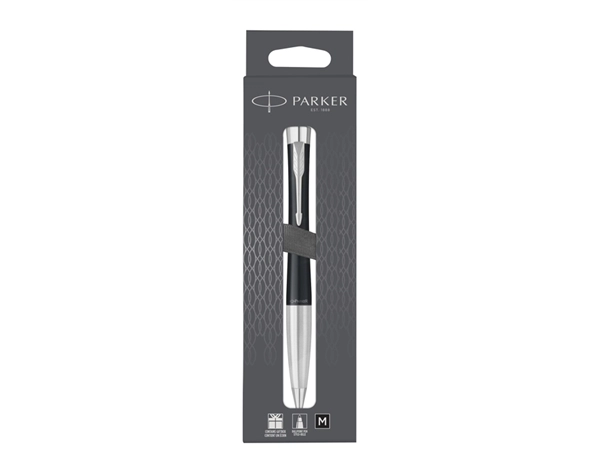 Een Balpen Parker Urban twist matt black CT medium blister à 1 stuk koop je bij VHK Kantoorartikelen