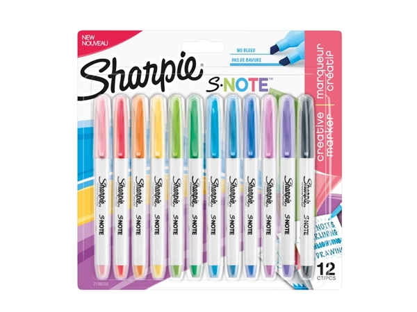 Een Markeerstift Sharpie S-note assorti blister à 12 stuks koop je bij VHK Kantoorartikelen