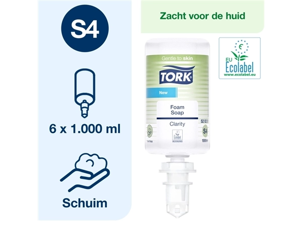 Een Handzeep Tork S4 Premium schuim 1000ml Clarity 520201 koop je bij Continu Kantoor