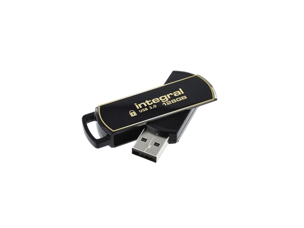 Een USB-stick Integral 3.0 Secure 360 128GB zwart koop je bij VHK Kantoorartikelen