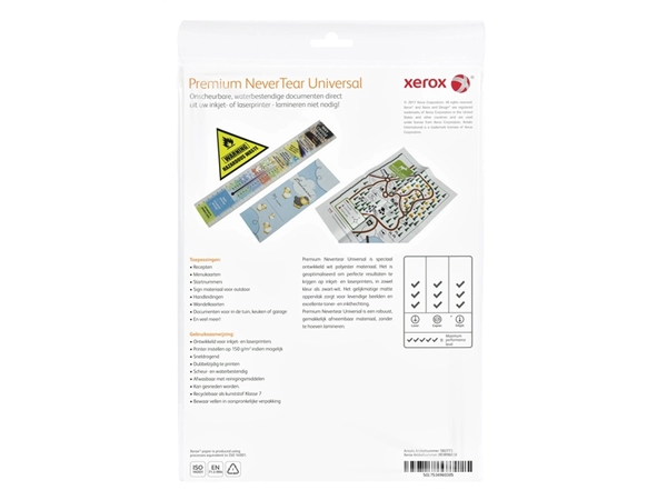 Een Nevertear Xerox Premium Universal A4 polyester 136micron wit 10 vel koop je bij Continu Kantoor