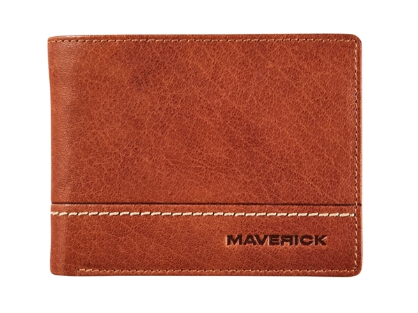 Een Portemonee Maverick Rough Gear met kleingeldvak RFID leer cognac koop je bij VHK Kantoorartikelen