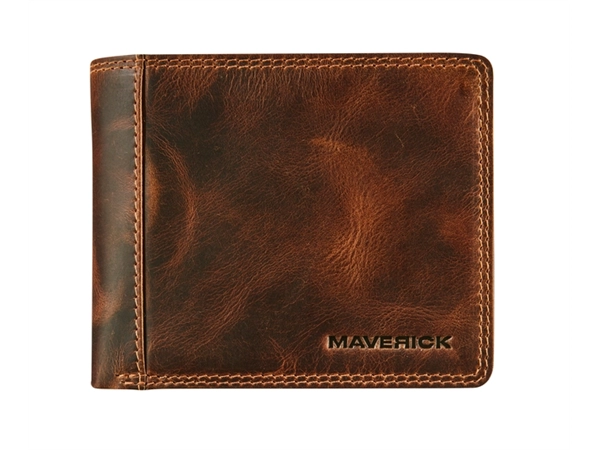 Een Portemonee Maverick The Original met kleingeldvak RFID leer bruin koop je bij VHK Kantoorartikelen