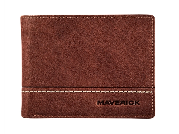 Een Portemonee Maverick Rough Gear compact met kleingeldvak RFID leer bruin koop je bij VHK Kantoorartikelen