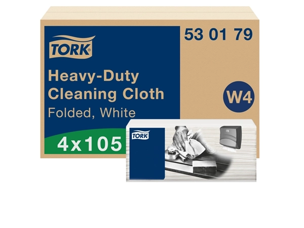 Een Reinigingsdoek Tork Heavy-Duty W4 multifunctioneel nonwoven 150 vel wit 530179 koop je bij VHK Kantoorartikelen