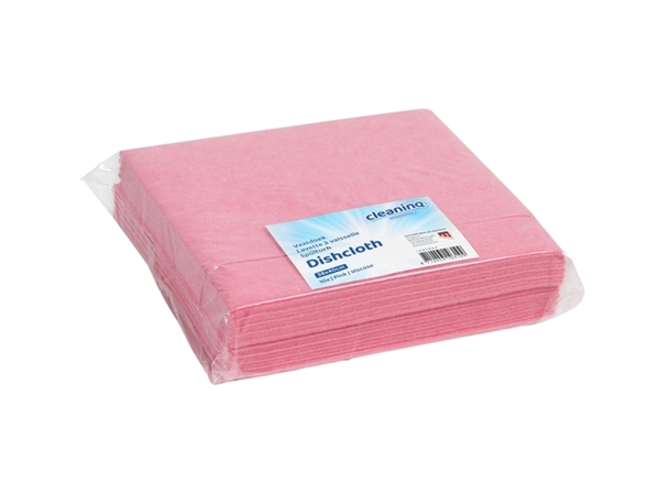 Een Werkdoek Cleaninq viscose 38x40cm roze 10 stuks koop je bij VHK Kantoorartikelen