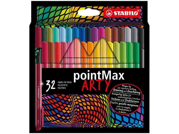 Een Viltstift STABILO pointMax 488/32 Arty medium assorti etui à 32 stuks koop je bij Hoekmankantoorartikelen.nl