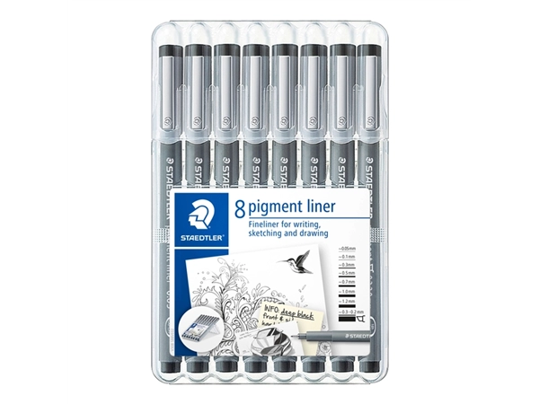 Een Fineliner Staedtler Pigment 308 zwart 8 stuks koop je bij Hoekmankantoorartikelen.nl