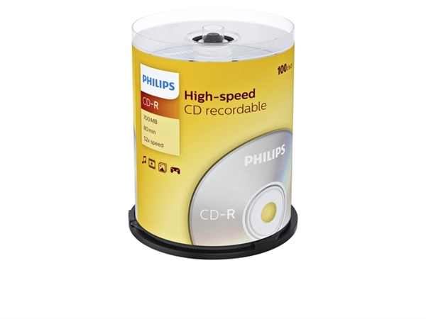 Een CD-R Philips 80Min 700MB 52x SP 100 stuks koop je bij Hoekmankantoorartikelen.nl