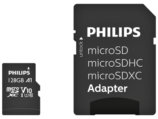 Een Geheugenkaart Philips micro SDXC Class 10 UHS-I U1 128GB koop je bij VHK Kantoorartikelen