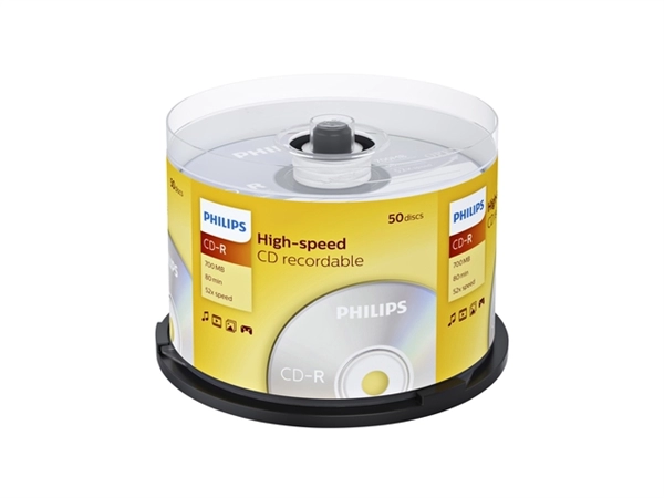 Een CD-R Philips 80Min 700MB 52x SP 50 stuks koop je bij Hoekmankantoorartikelen.nl