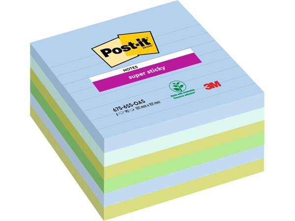 Een Memoblok Post-it 675-6 Super Sticky 101x101mm Oasis 6 stuks koop je bij Hoekmankantoorartikelen.nl