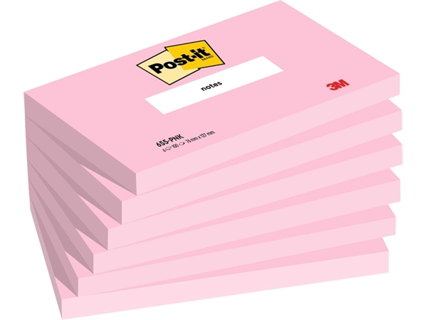 Een Memoblok Post-it 655 76x127mm gelijnd roze 6 stuks koop je bij Hoekmankantoorartikelen.nl