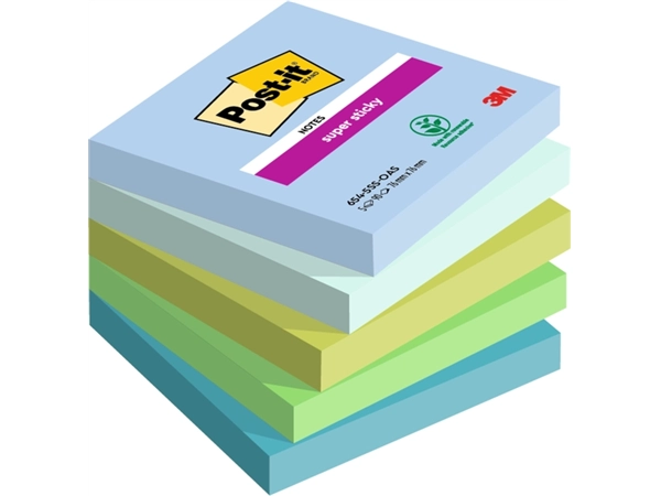 Een Memoblok Post-it 654 Super Sticky 76x76mm Oasis 5 stuks koop je bij Hoekmankantoorartikelen.nl