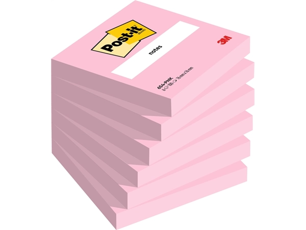 Een Memoblok Post-it 654 76x76mm roze 6 stuks koop je bij Hoekmankantoorartikelen.nl